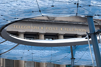 Bahnhofplatz (post office), Aarau AG; Aarau bus station canopy, Mateja Vehovar and Stefan Jauslin; main post office (Hauptpost), Bahnhofstrasse, TELEGRAPH POST TELEPHON