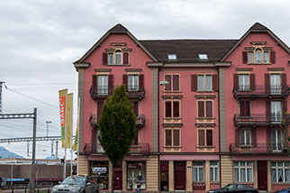 Bahnhofstrasse, Emmenbrücke, Emmen; Restaurant Bahnhof, Emmenbrücke railway/train station, Bates’ Motel, Emmenbronx