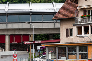 Mühlestrasse, Lopper, Hergiswil, Nidwalden; covered Obkirchen bridge, A2 autobahn