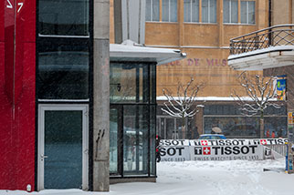 place Le Corbusier, La Chaux-de-Fonds; tour Espacité, place sans Nom, avenue Léopold-Robert, le Pod, tour Espacité, concert hall, Arc en Scènes, snow