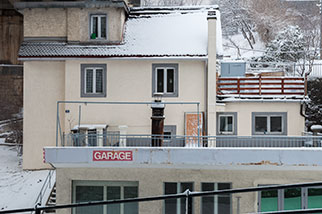 ruelle du Repos, La Chaux-de-Fonds; rue de l'Hôtel-de-Ville, bridge, GARAGE, snow