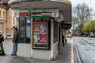 place de la Gare, La Chaux-de-Fonds; railway/train station, square de la Gare, monument Numa Droz, Gare bus stop