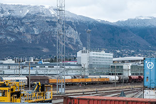 gare de triage de la Praille, Lancy GE; Carouge, Grand-Lancy; la Praille shopping mall, Stade de Genève, Collonges-sous-Salève, the Salève (mountain in Haute-Savoie, France), parc de la Mairie; container