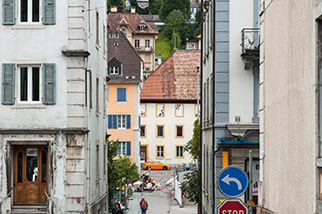 rue Sylvain-Mairet, Le Locle; rue Daniel-Jean-Richard, rue des Envers, rue Alexis-Marie-Piaget