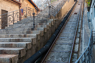 salita degli Angioli, Lugano Loreto TI; funicolare (funicular) degli Angioli, via Nassa, piazza Luini