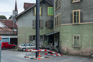 Reusszopfweg, Reussbühl, Luzern/Lucerne; church steeple, St. Philipp Neri, Wilhelm Hanauer, Seetalplatz Emmenbrücke; Littau