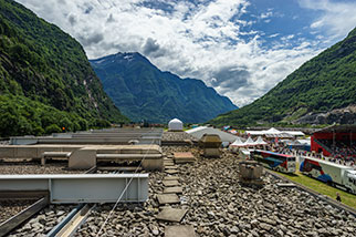 Infocentro Gottardo Sud, Pollegio, Bassa Leventina, Ticino; Gottardo 2016 festival site; Biasca